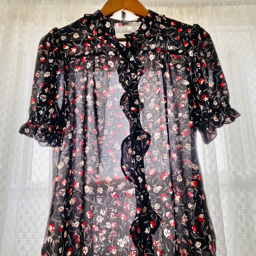 Worthington black print polyester blouse